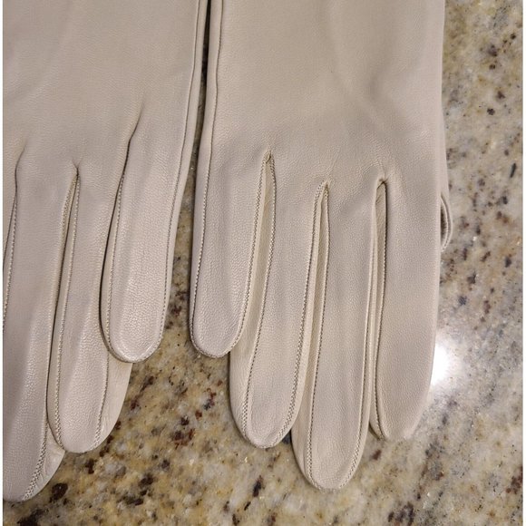 New! Size S 7 Soft Leather Beige 8.5" Formal Gloves Stitching Wrist Detail - Picture 3 of 12